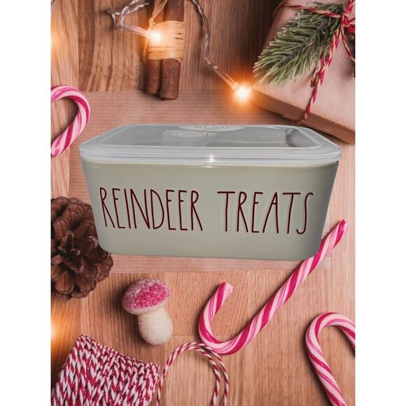 Rae Dunn Reindeer Treats Container With Lid - Picture 1 of 1
